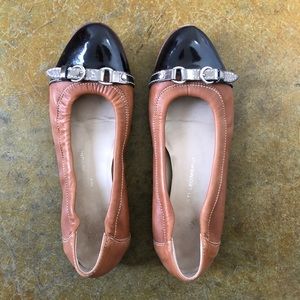 AGL Leather Ballet Flats, Sz 37.5, Made In Italy